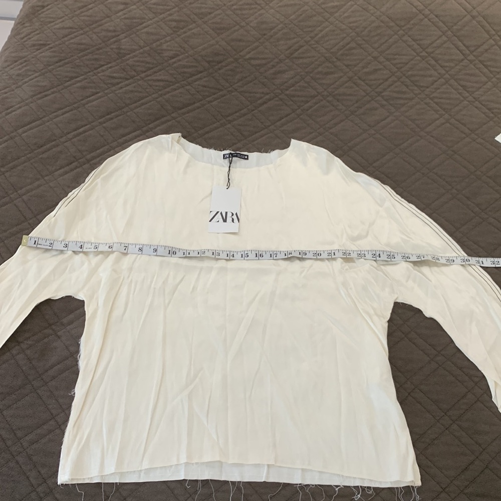 Zara NWT Satin Effect Topstitched Top - Picture 15 of 17